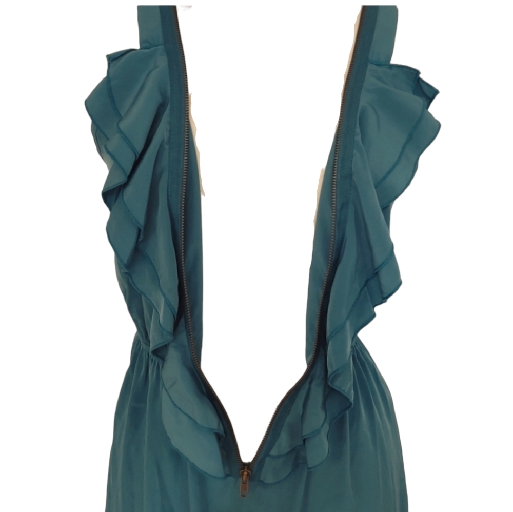 Dress Zip Front Teal Small - Picture 3 of 6